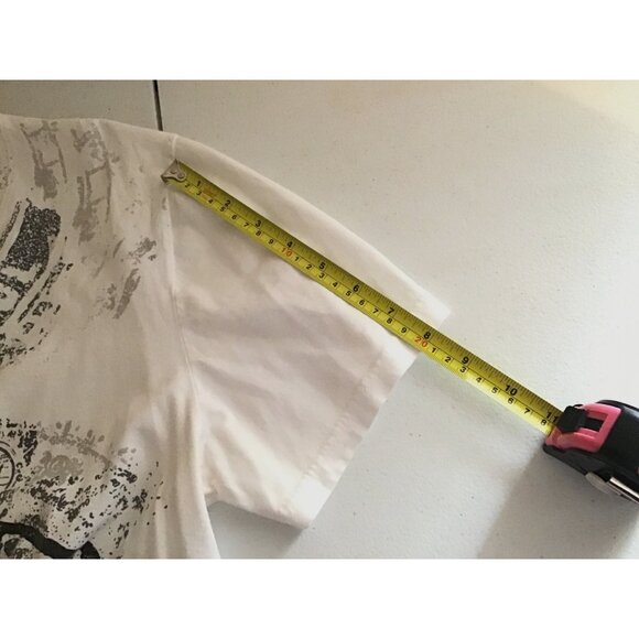 MAYAN VILLAGE -MENS WHITE ORGANIC COTTON V-NECK SHORT SLEEVE T-SHIRT SIZE LARGE - Picture 4 of 6